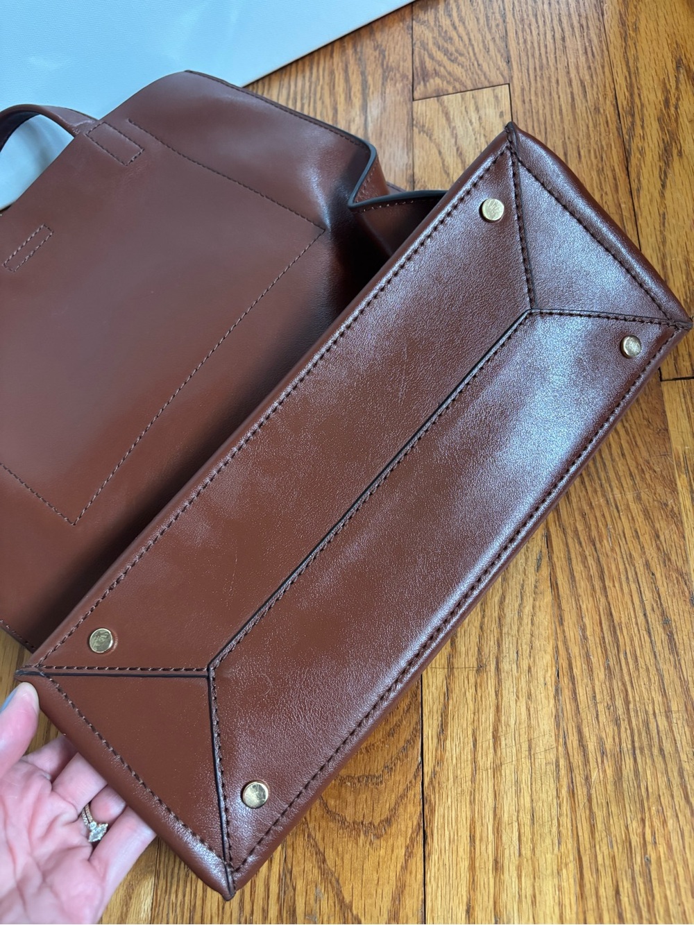 Banana Republic Brown Leather Satchel Tote Bag - Picture 5 of 9